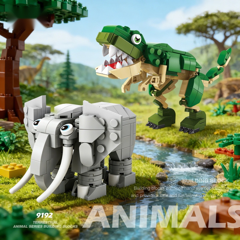 Kangaroo Kids Education - Dierlijke bouwstenen Dinosaurus Olifant Tijger Kangoeroe