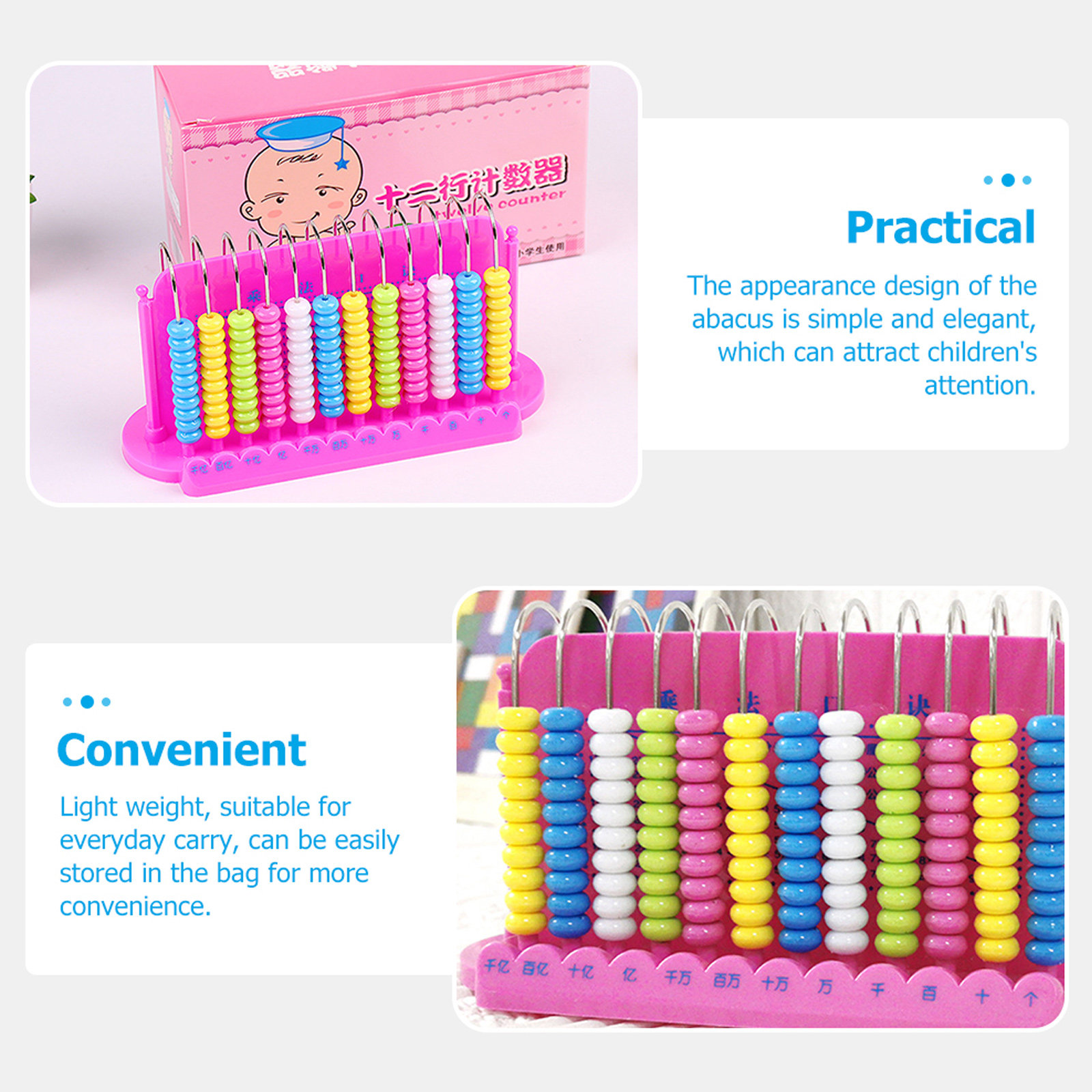 12-staafjes Abacus van plastic - Kids Education Calculator recensie en prijs